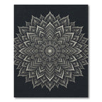 Monochrome Paisley Mandala Circular Art Rug