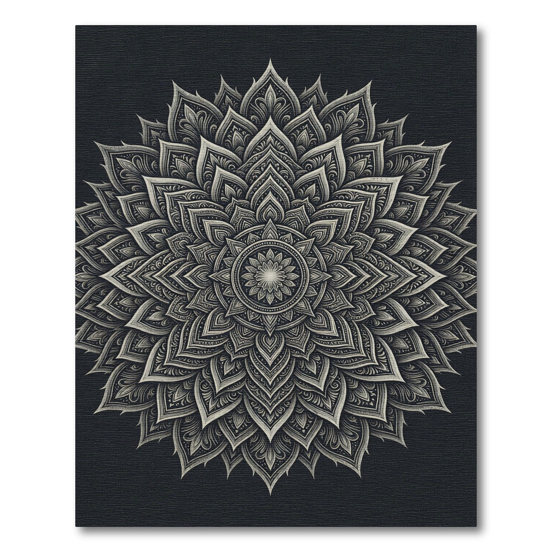 Monochrome Paisley Mandala Circular Art Rug