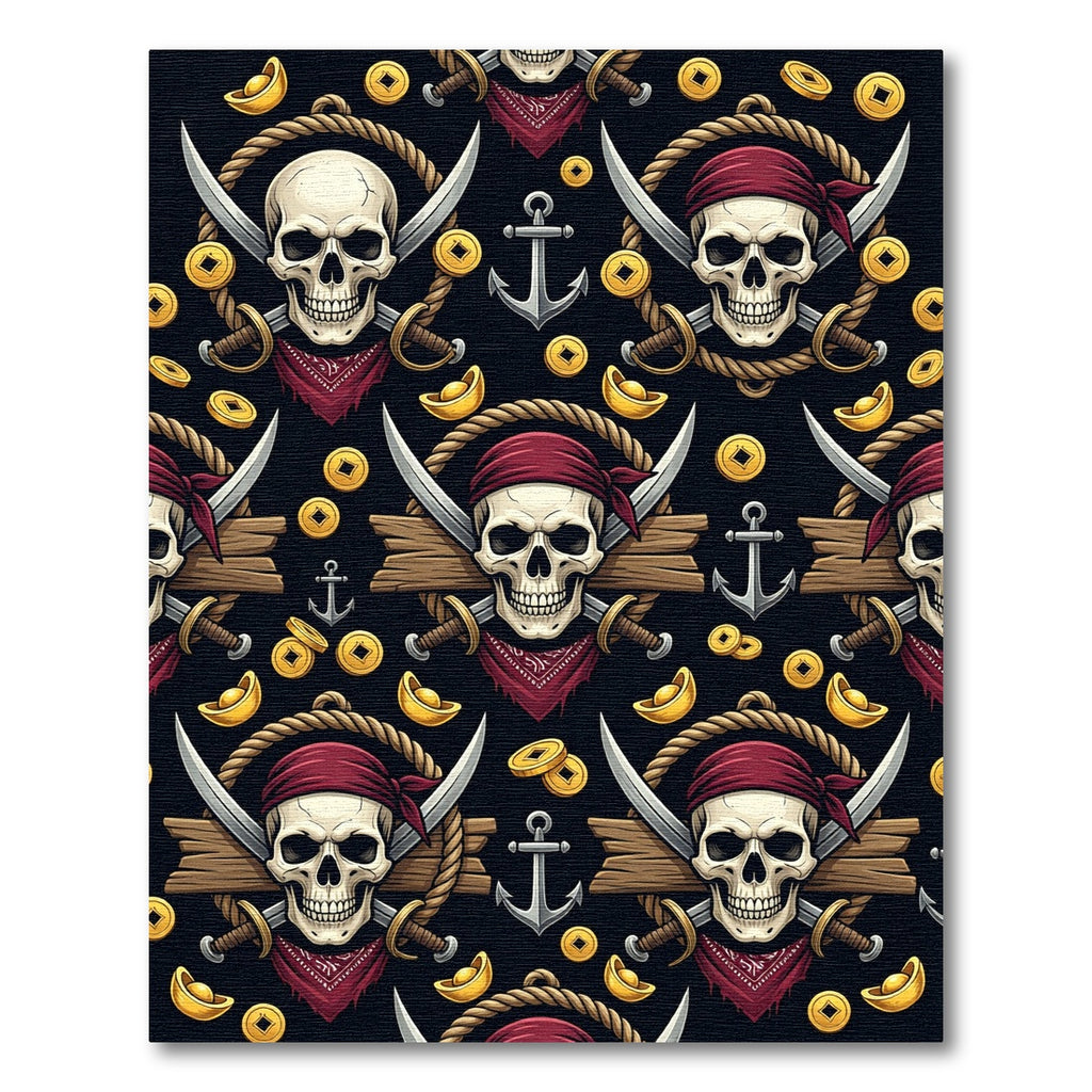 Gothic Pirate Skull Golden Coin Rug