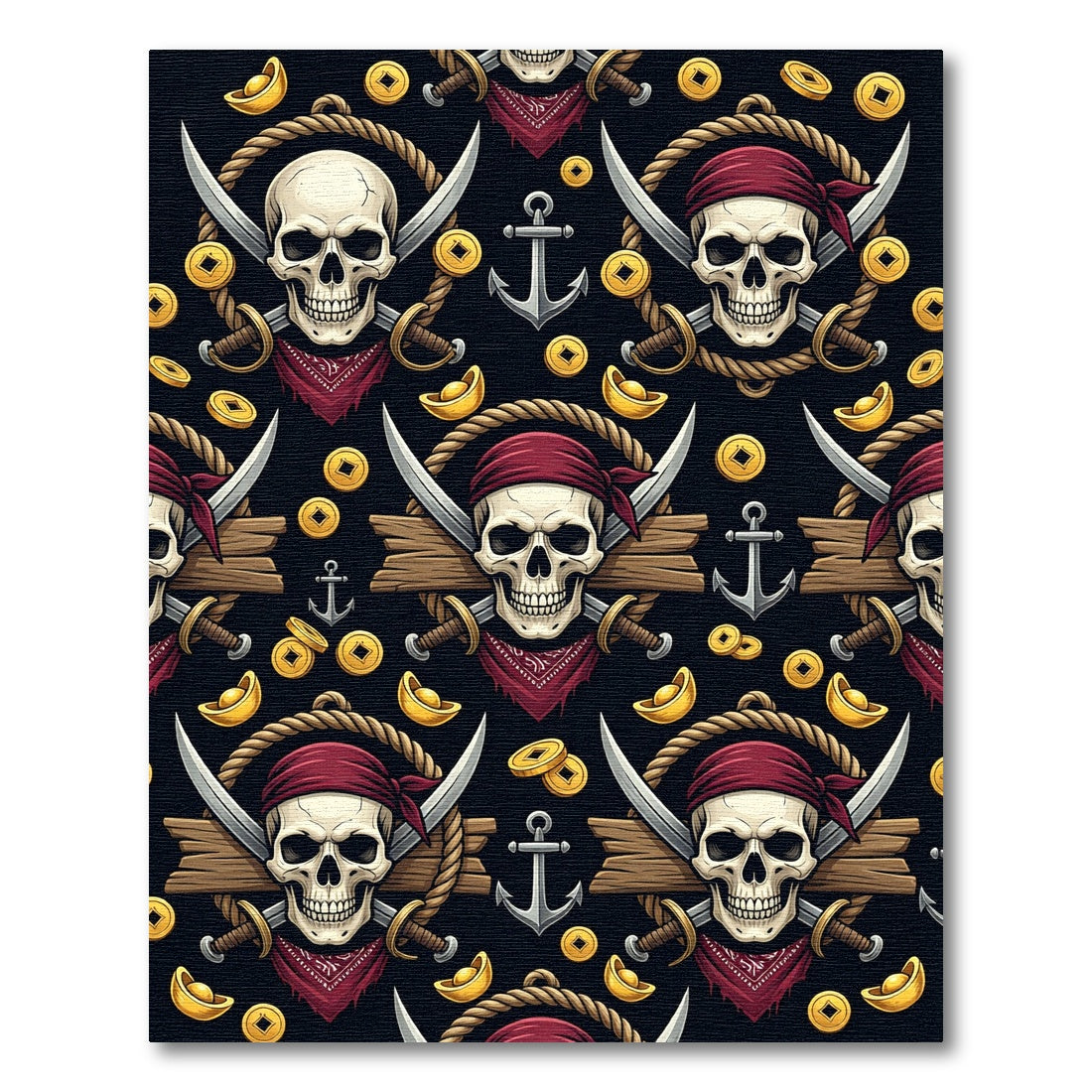 Gothic Pirate Skull Golden Coin Rug