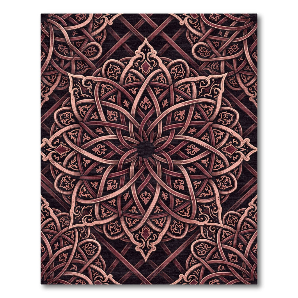 Intricate Rose Gold Interwoven Mandala Rug