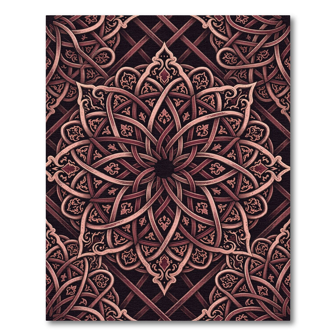 Intricate Rose Gold Interwoven Mandala Rug