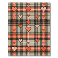 Coral Heart Plaid Tartan Check Rug