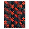 Geometric Puzzle Crimson Charcoal Abstract Rug