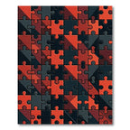 Geometric Puzzle Crimson Charcoal Abstract Rug