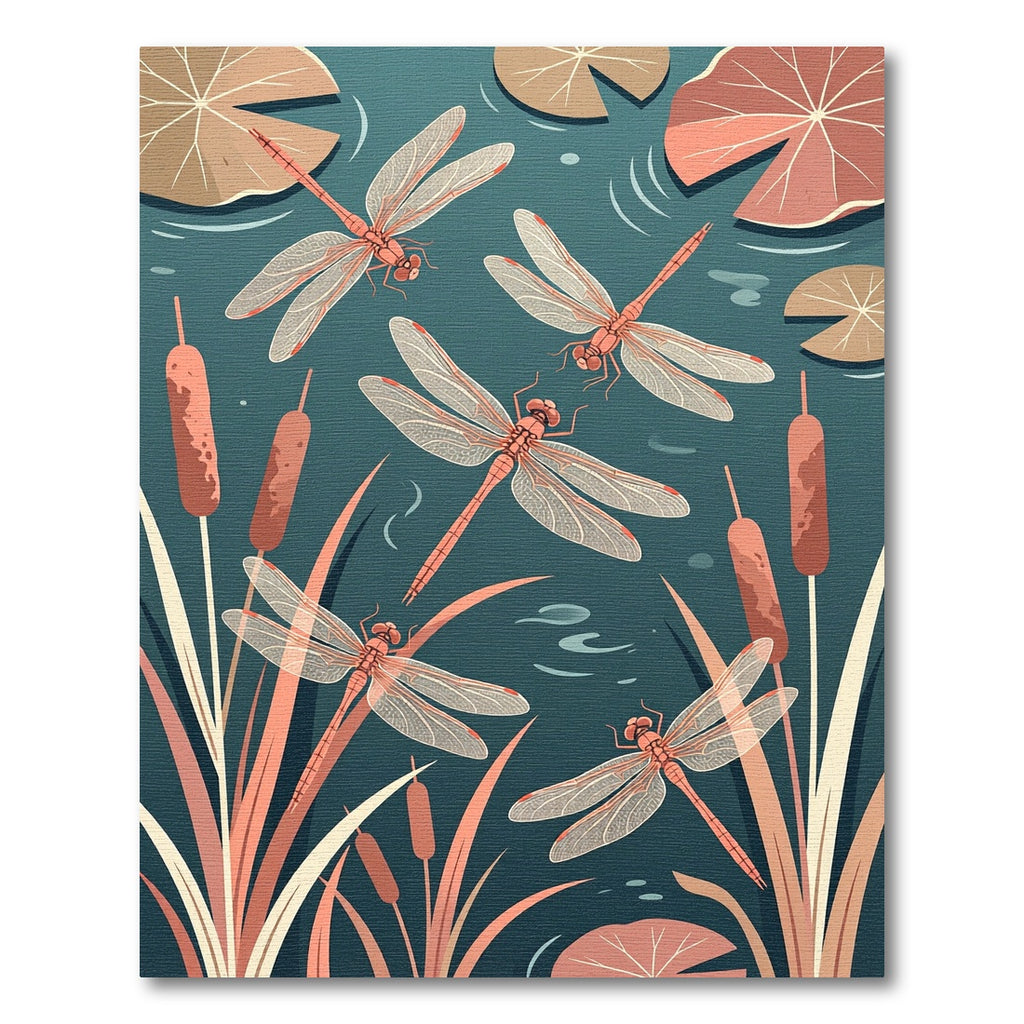 Earthy Terracotta Dragonfly Lily Pond Rug
