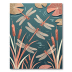 Earthy Terracotta Dragonfly Lily Pond Rug