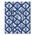 Blue Crescent Moon Floral Arch Rug