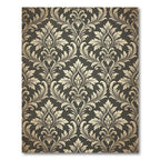 Elegant Charcoal and Gold Damask Wallpaper Rug