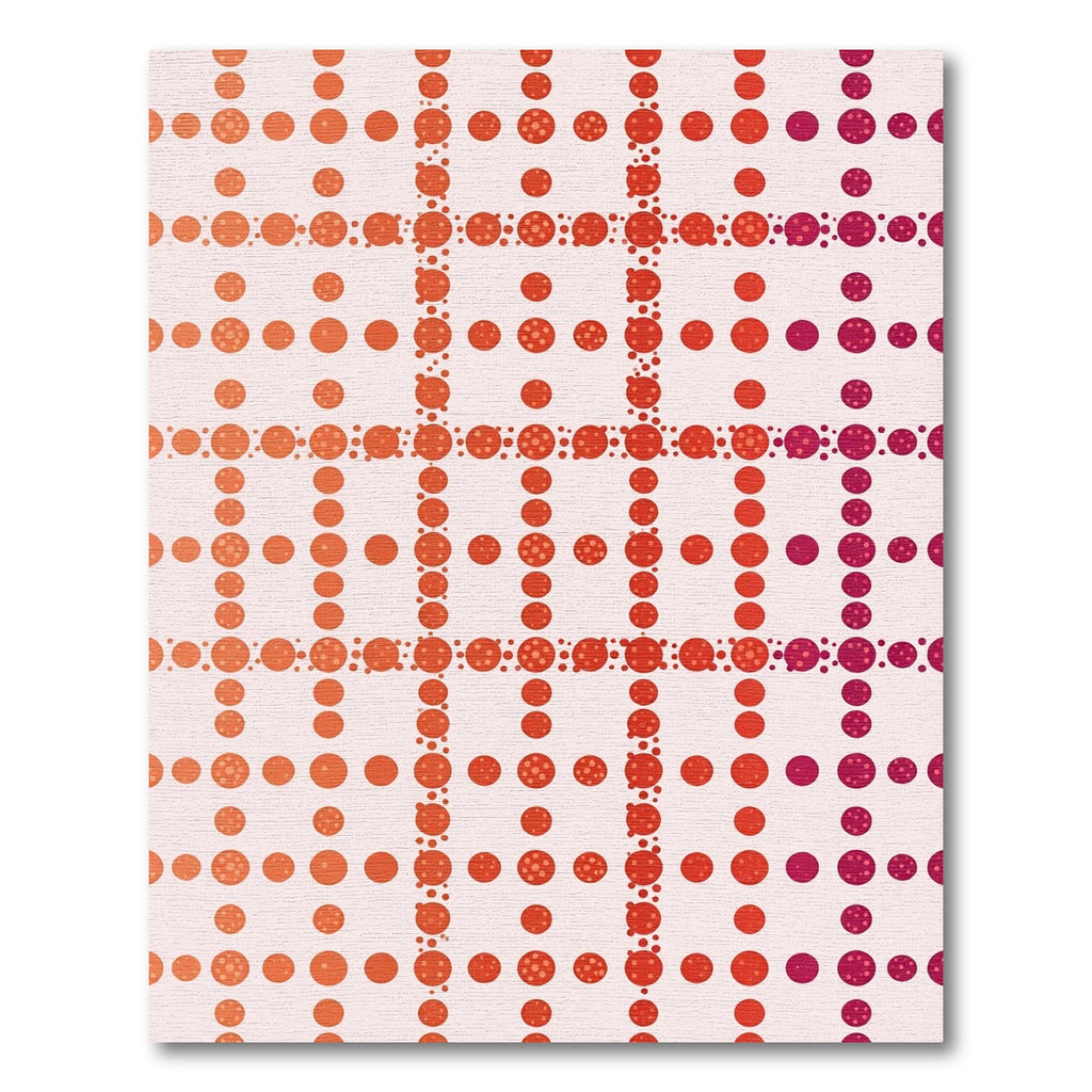 Geometric Red Orange Purple Dot Grid Rug