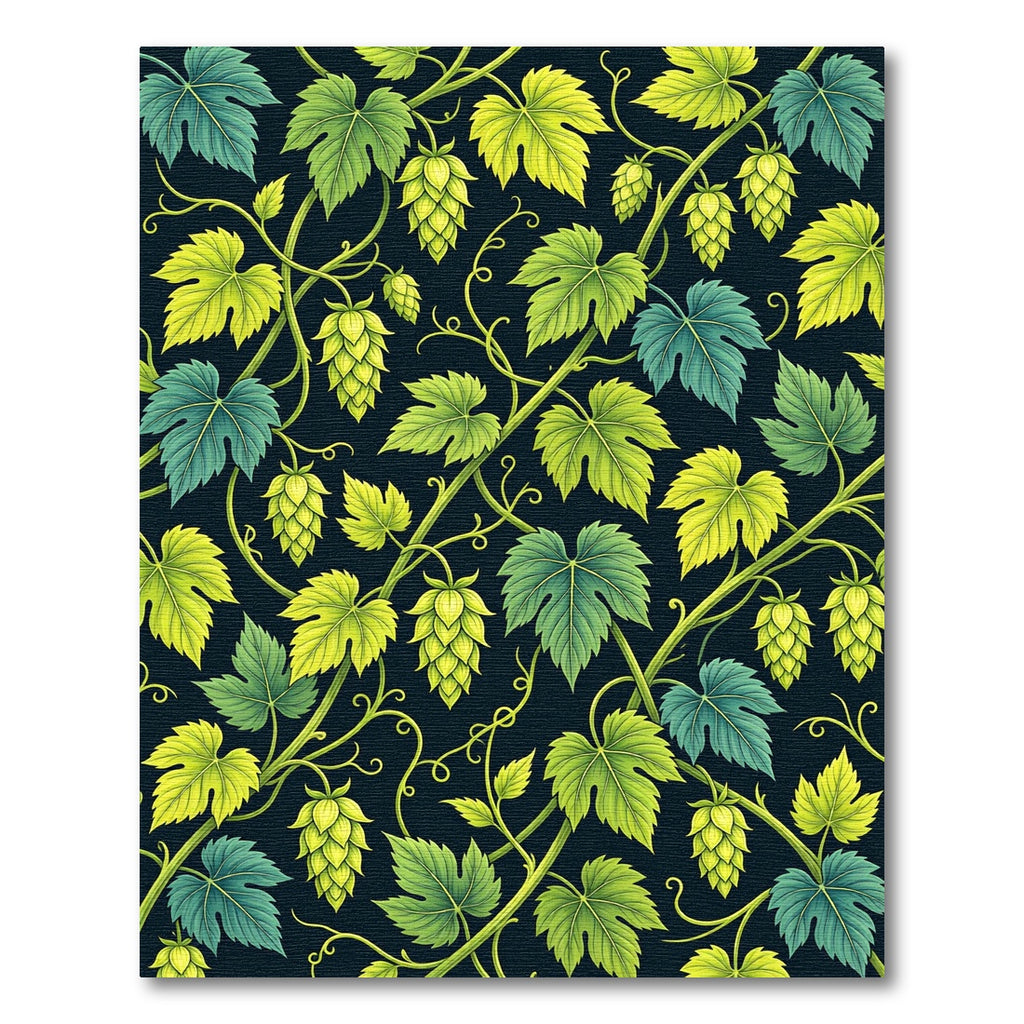 Green Yellow Hop Vine Botanical Rug