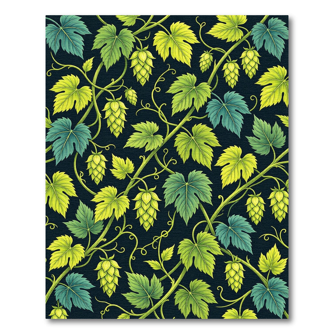 Green Yellow Hop Vine Botanical Rug