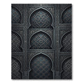 Dark Gray Intricate Arabesque Arch Rug
