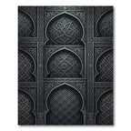 Dark Gray Intricate Arabesque Arch Rug