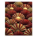 Imperial Red Gold Fan Waves Rug