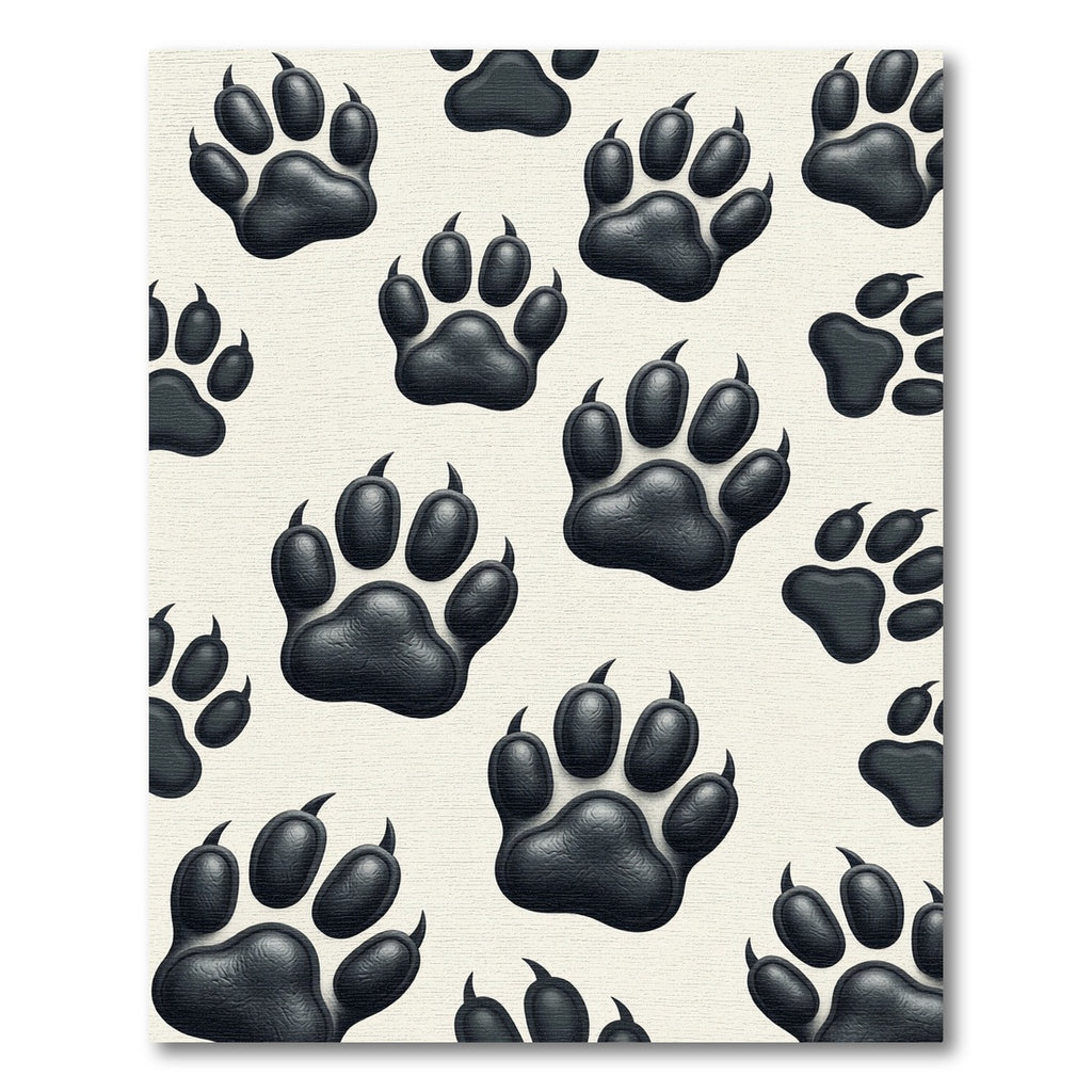 Monochromatic Minimalist Bear Paw Accent Rug