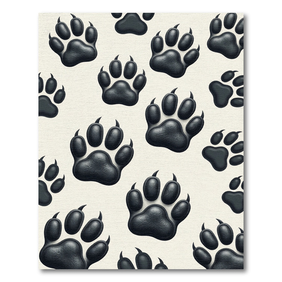 Monochromatic Minimalist Bear Paw Accent Rug