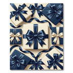 Elegant Navy Blue Ribbon Gift Wrap Rug