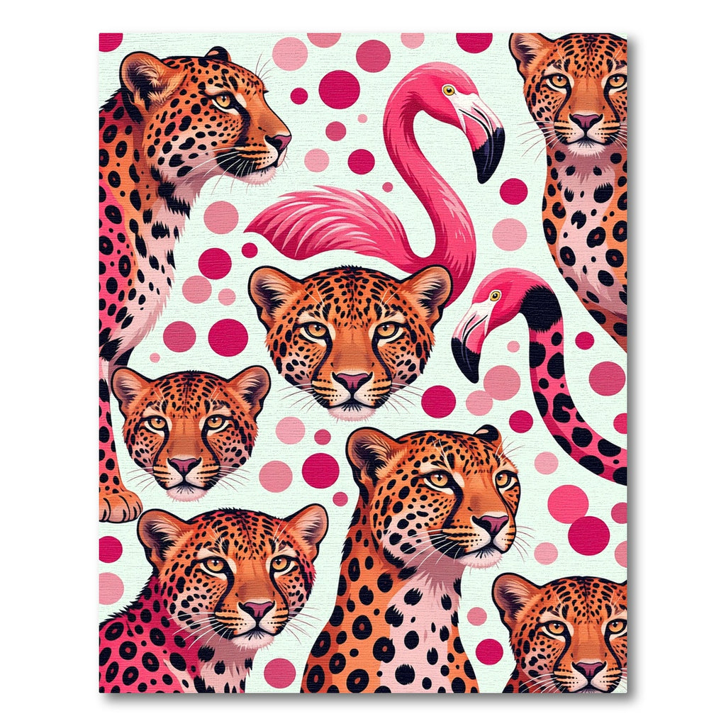 Vibrant Pink Flamingo Leopard Spot Art Rug