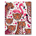 Vibrant Pink Flamingo Leopard Spot Art Rug