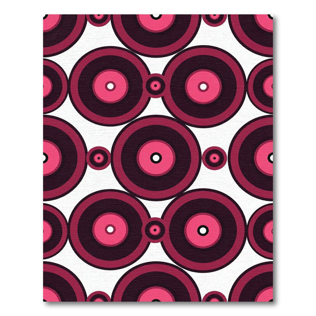 Retro Pink Concentric Circles Rug