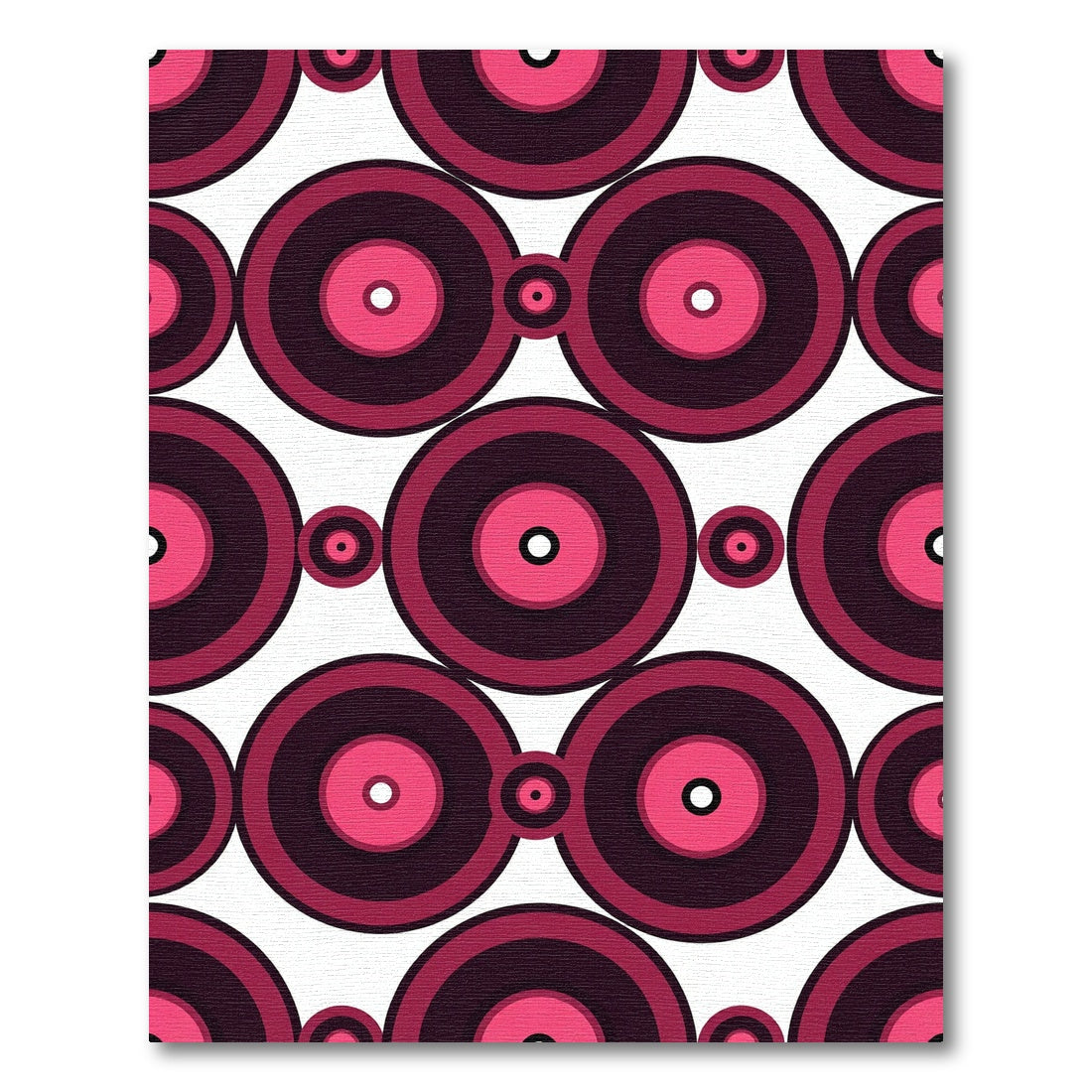 Retro Pink Concentric Circles Rug
