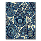 Deep Blue Paisley Floral Medallion Rug