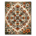 Vibrant Orange Floral Scrollwork Medallion Rug