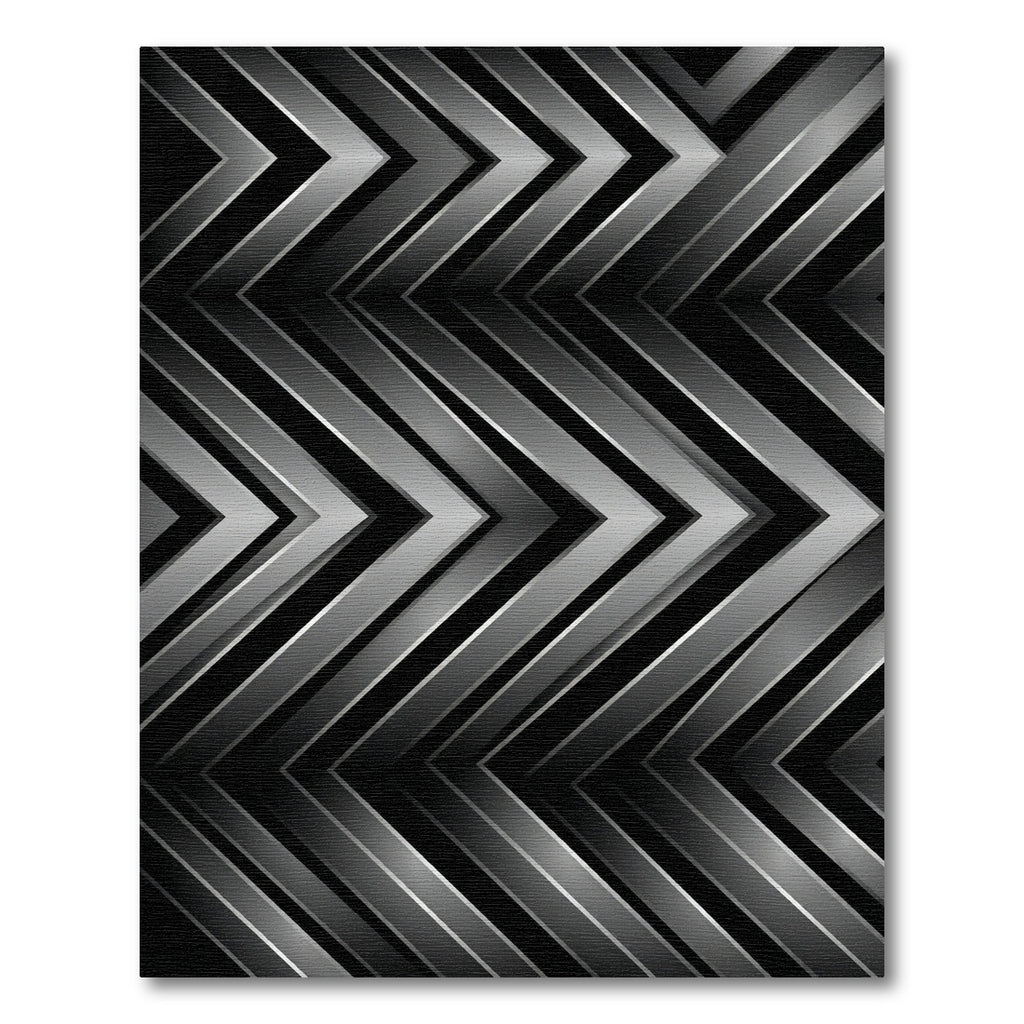 Metallic Gray Chevron Stripe Rug