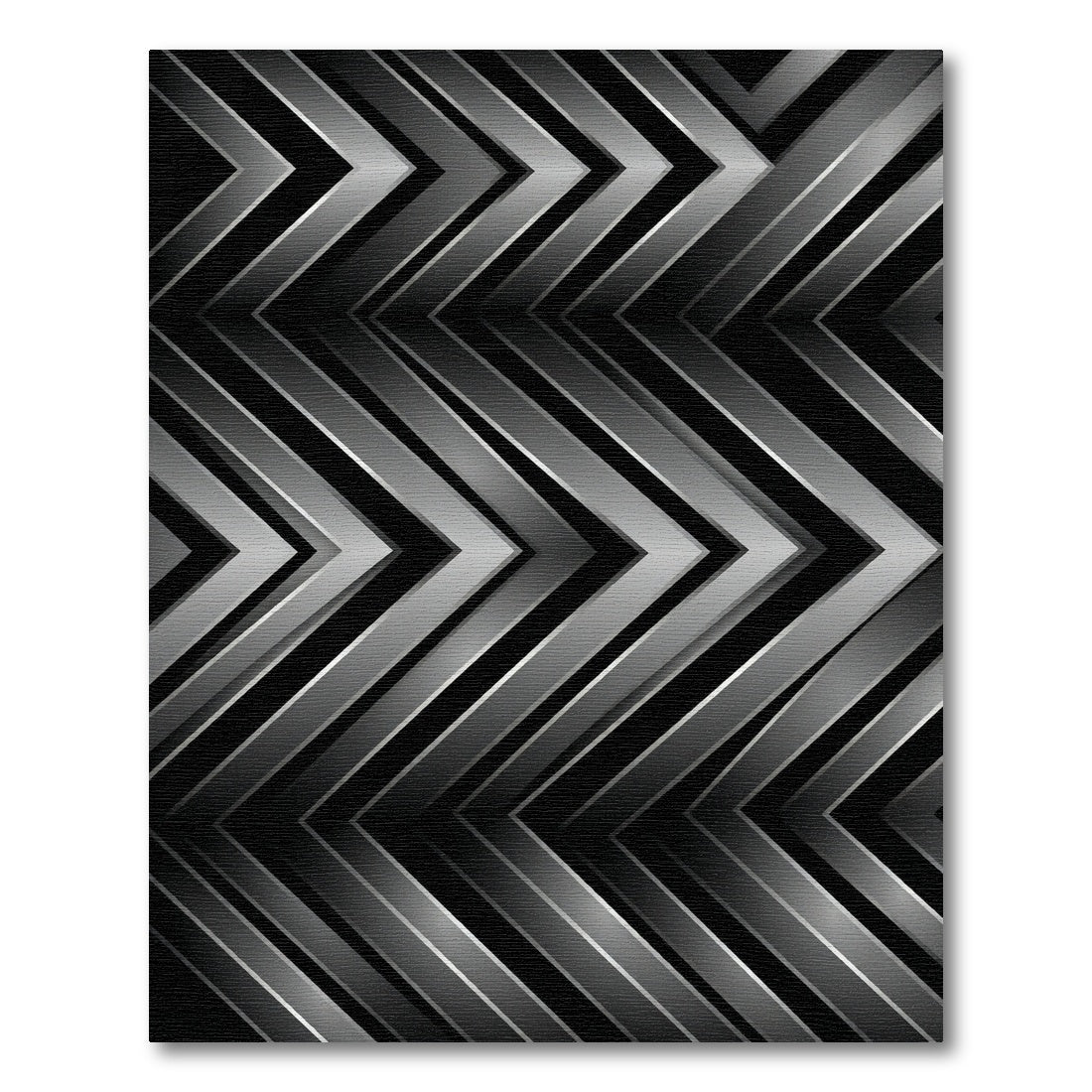 Metallic Gray Chevron Stripe Rug