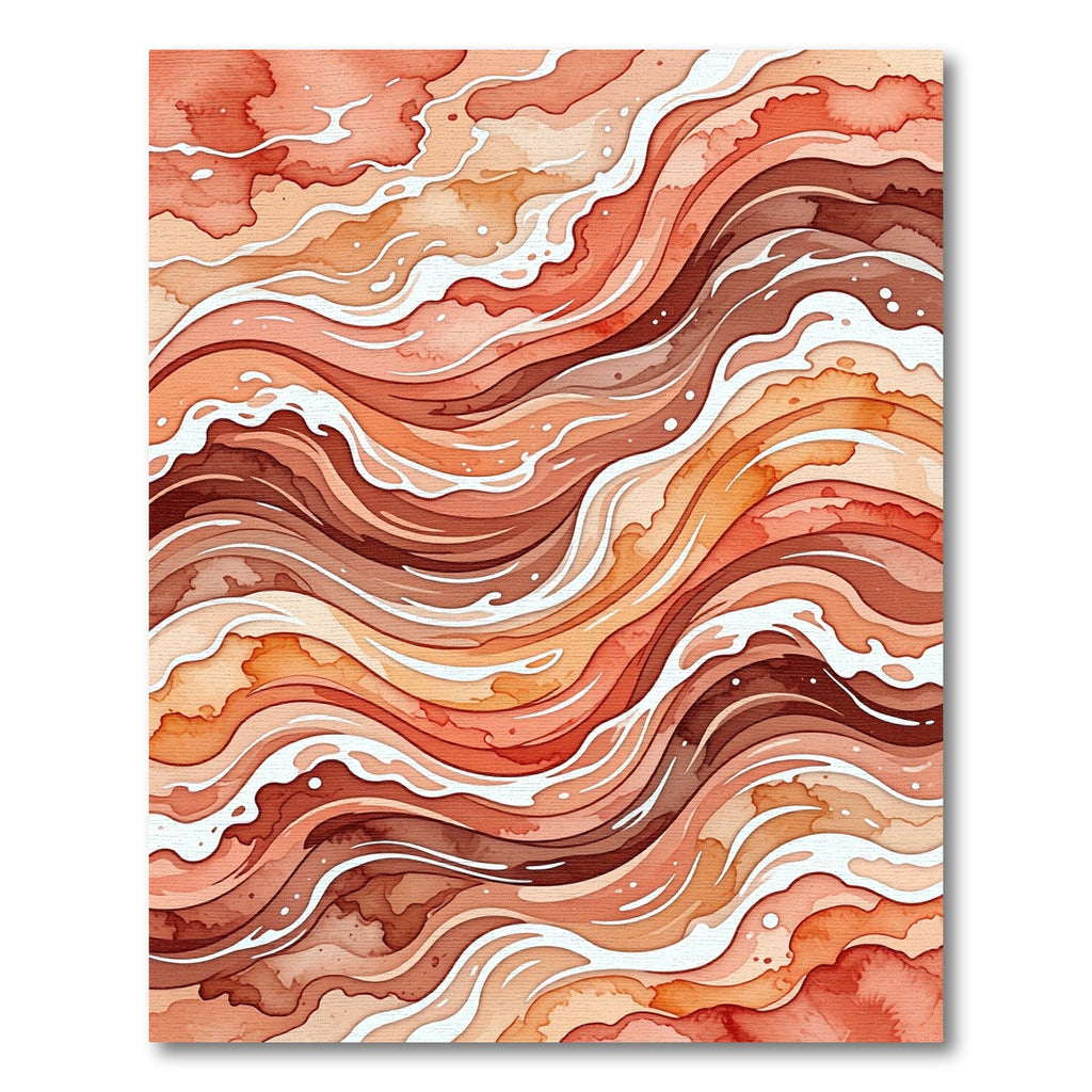 Abstract Burnt Orange Flowing Wave Rug