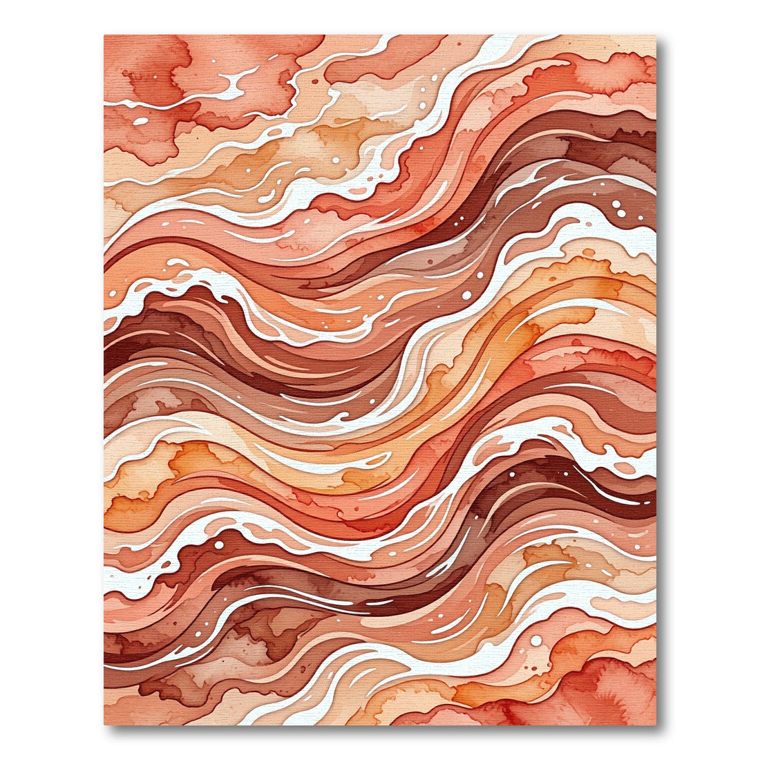 Abstract Burnt Orange Flowing Wave Rug