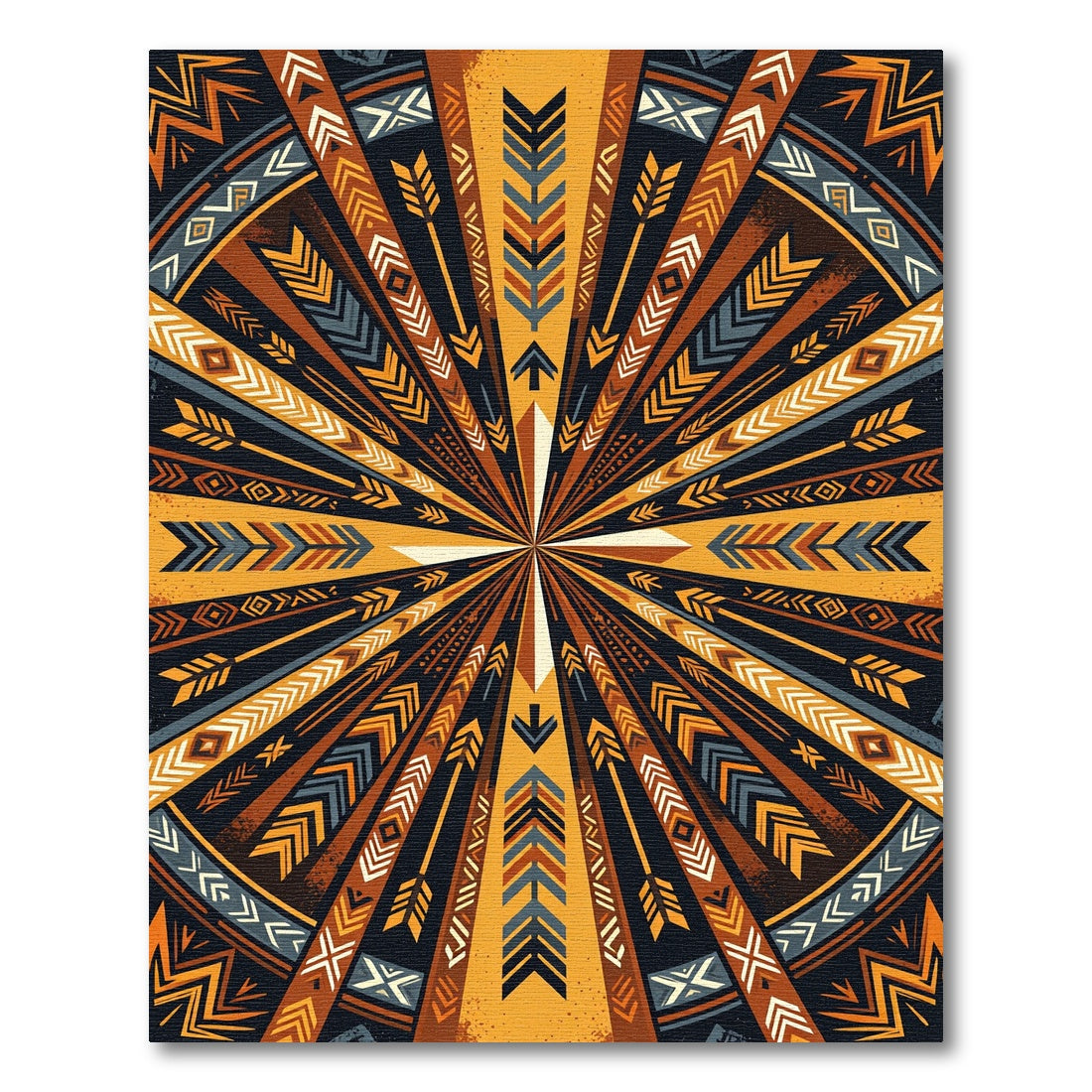 Geometric Golden Arrow Radial Tapestry Rug