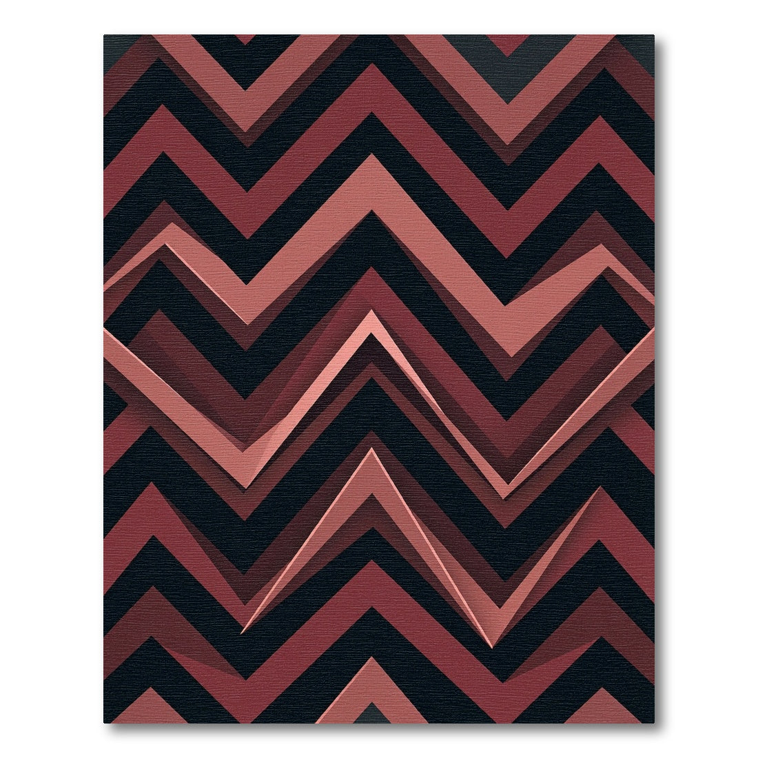 Modern Geometric Crimson Chevron Art Rug