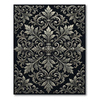 Ornate Silver Acanthus Leaf Scroll Rug