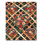 Floral Heart Lattice Bouquet Rug
