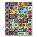 Colorful Boho Floral Geometric Tile Art Rug
