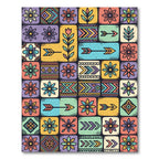 Colorful Boho Floral Geometric Tile Art Rug