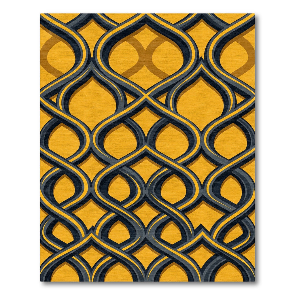 Gold and Gray Interlocking Lattice Rug