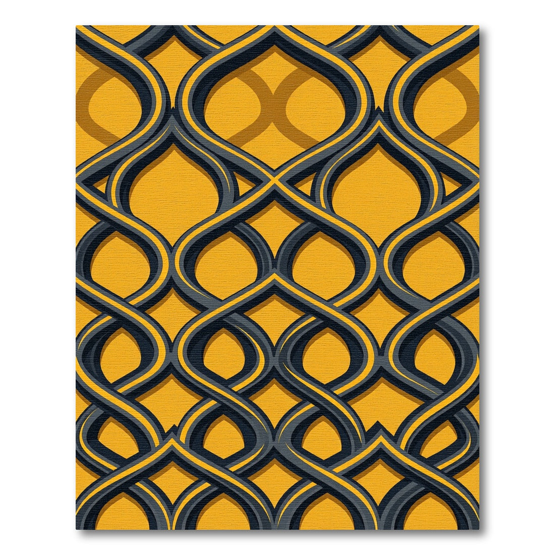 Gold and Gray Interlocking Lattice Rug