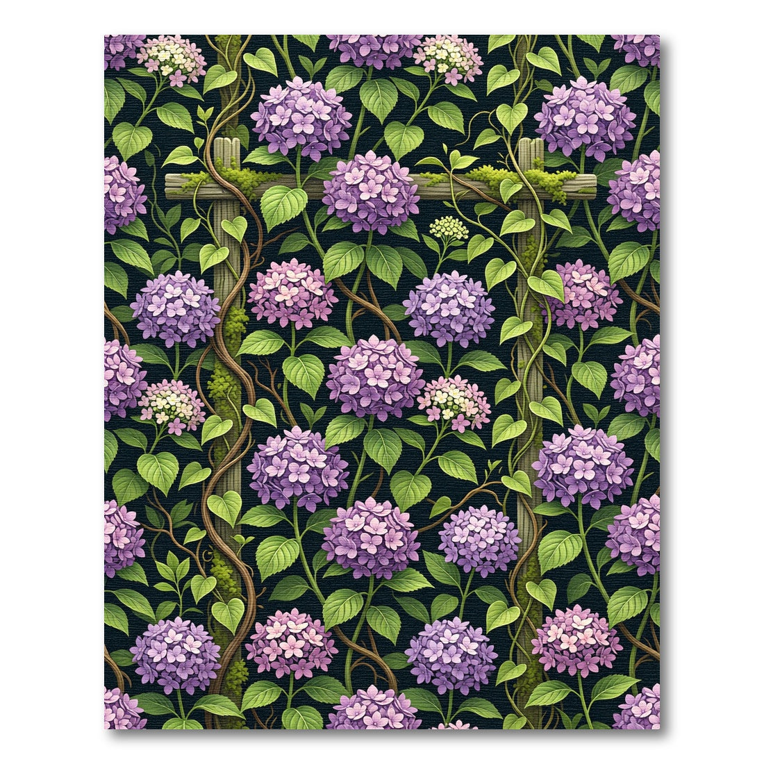 Purple Hydrangea Garden Trellis Botanical Rug