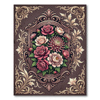 Crimson Pink Floral Oval Frame Rug