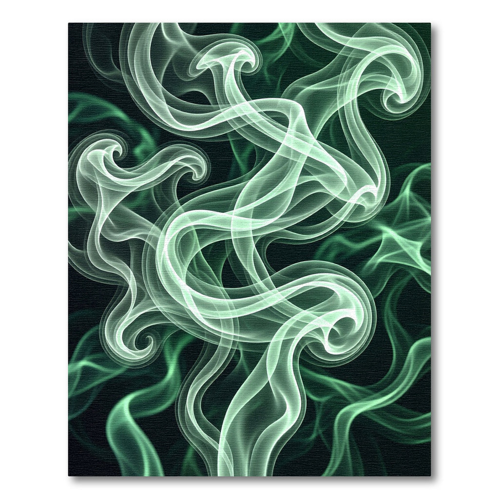 Ethereal Emerald Smoke Swirl Abstract Rug