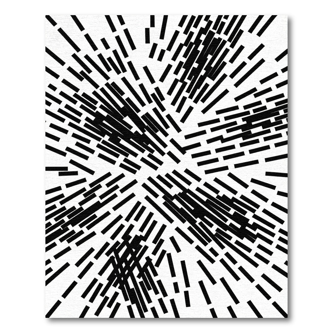Abstract Black White Burst Lines Rug