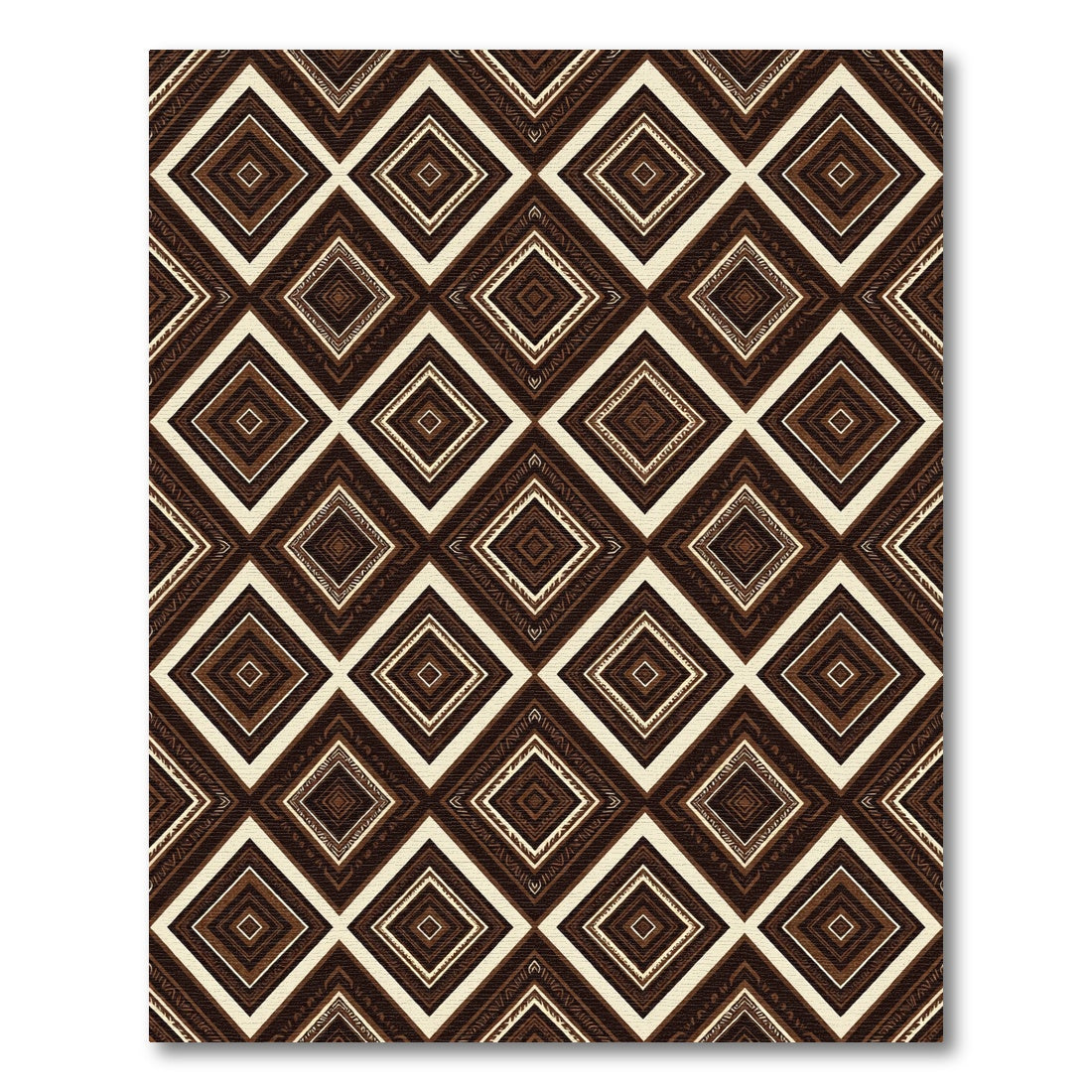 Brown Geometric Diamond Ethnic Rug