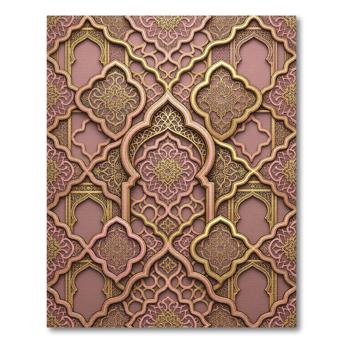 Elegant Gold Rose Ornate Lattice Rug