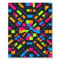 Vibrant Neon Geometric Abstract Block Rug