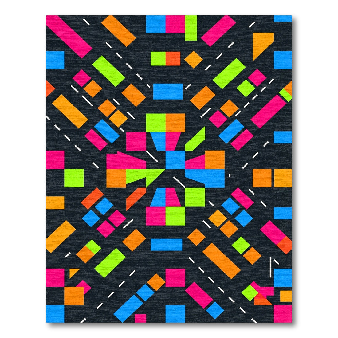 Vibrant Neon Geometric Abstract Block Rug