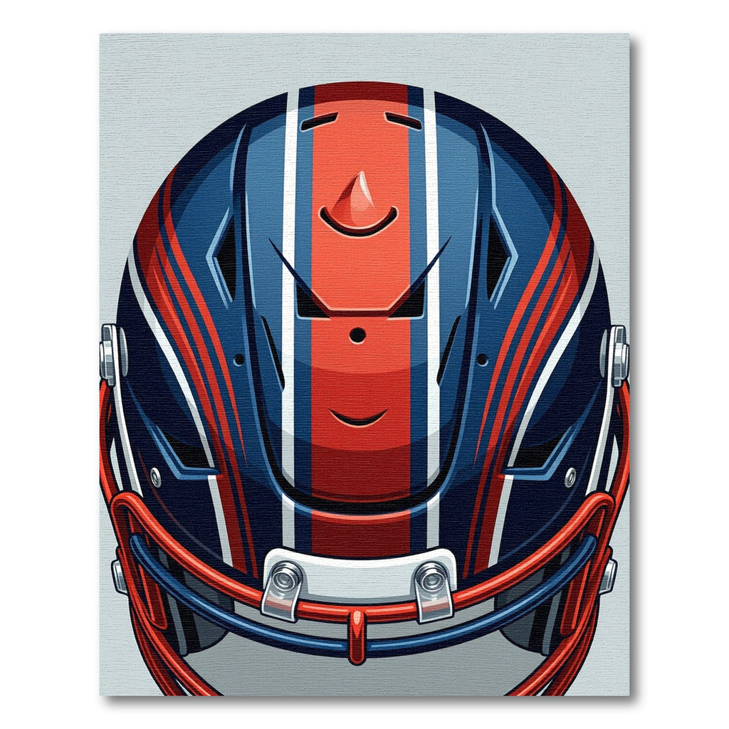 Navy and Red Football Helmet Graphic Rug