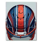 Navy and Red Football Helmet Graphic Rug